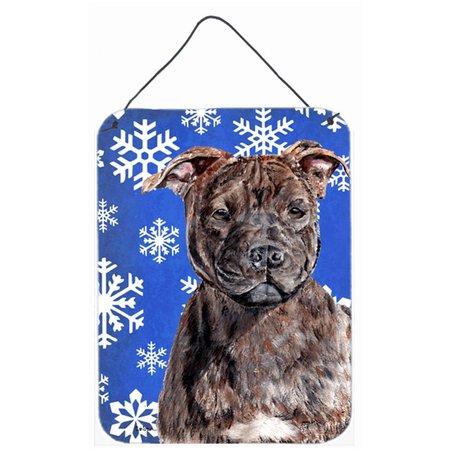 JENSENDISTRIBUTIONSERVICES Staffordshire Bull Terrier Staffie Winter Snowflakes Aluminium Metal Wall Or Door Hanging Prints MI2555167